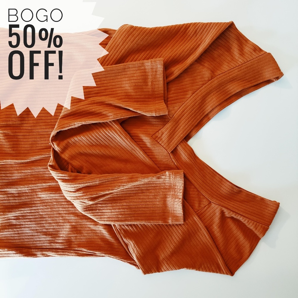 Burnt Orange Long Sleeve V-Neck